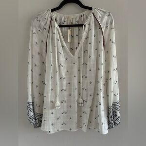 NWT Maje Embroidered Tie Neck Top